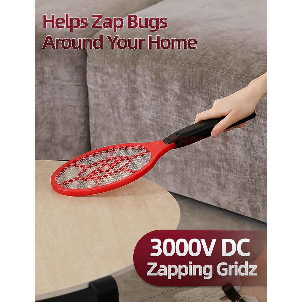 Electric Fly Swatter 2 Pack (Red & Blue), Battery Powered Bug Zapper Racket for Mosquitoes & Flies, Safe Protective Mesh, Indoor & Outdoor Use, Batteries Not Included