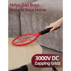 Electric Fly Swatter 2 Pack (Red & Blue), Battery Powered Bug Zapper Racket for Mosquitoes & Flies, Safe Protective Mesh, Indoor & Outdoor Use, Batteries Not Included