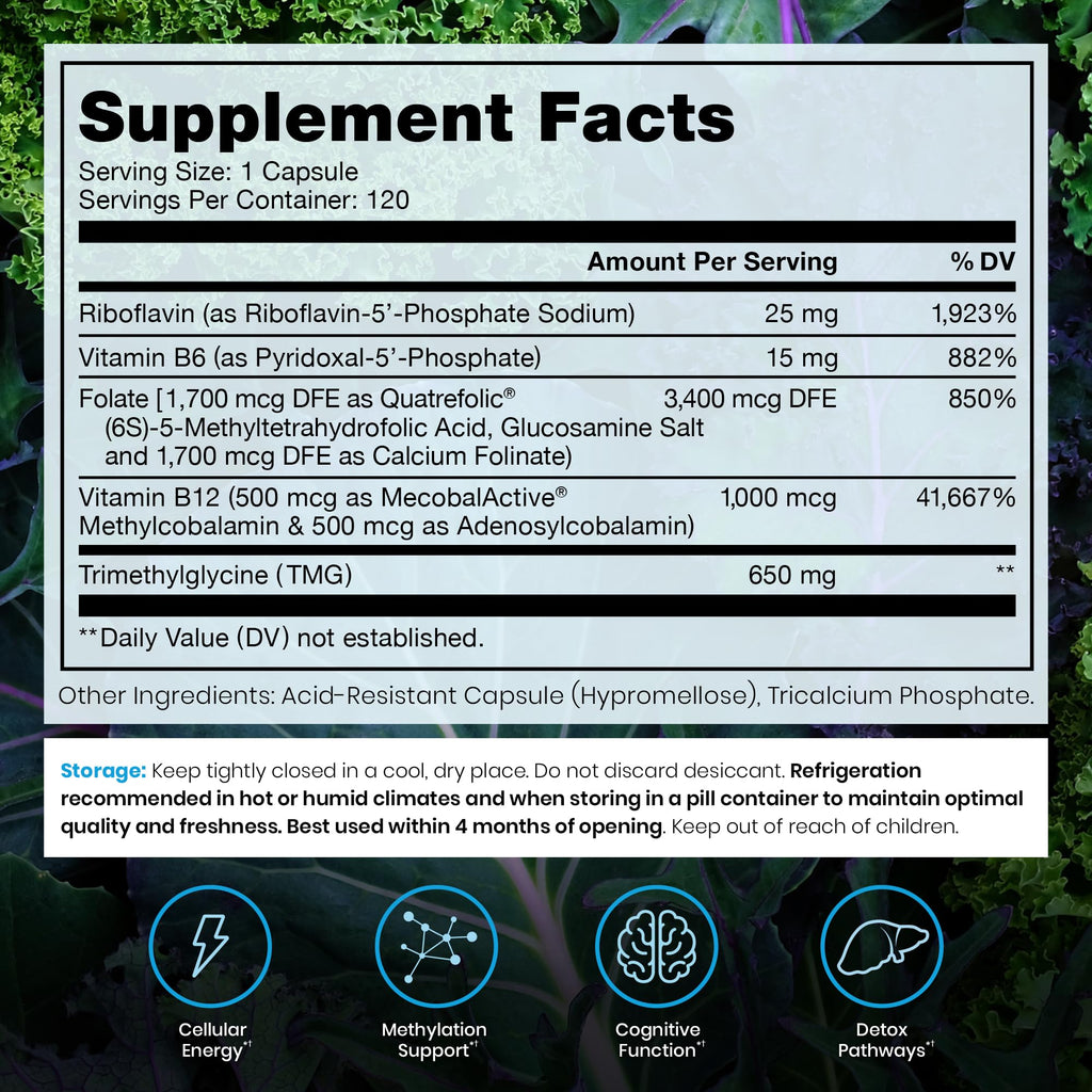 Pure Therapro Rx Methyl B Complete, Vitamin B Complex, 120 Capsules | Includes Folate & B12, Vitamin B6, Riboflavin & TMG, For Men & Women, Made in USA, 120 Servings