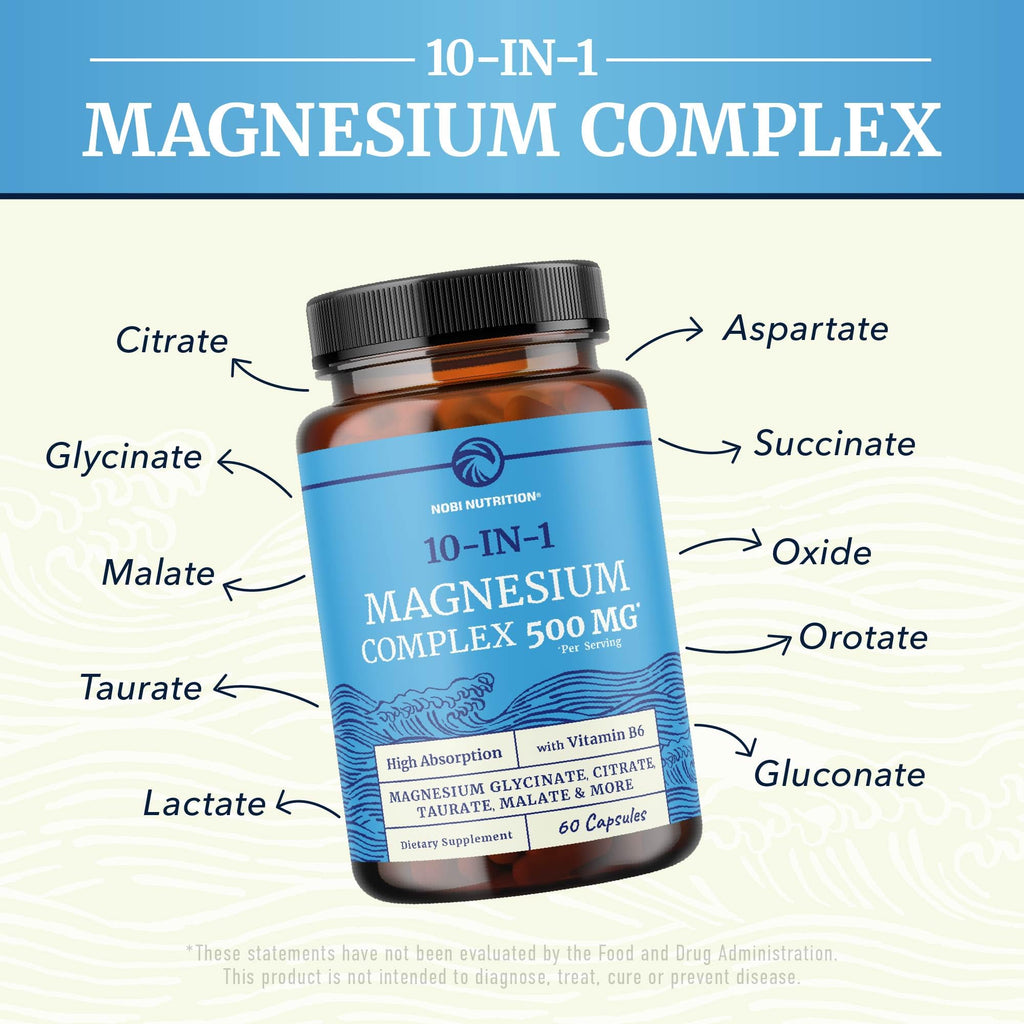 10 in 1 Magnesium Complex Supplement 500MG, Muscle & Heart Health Support