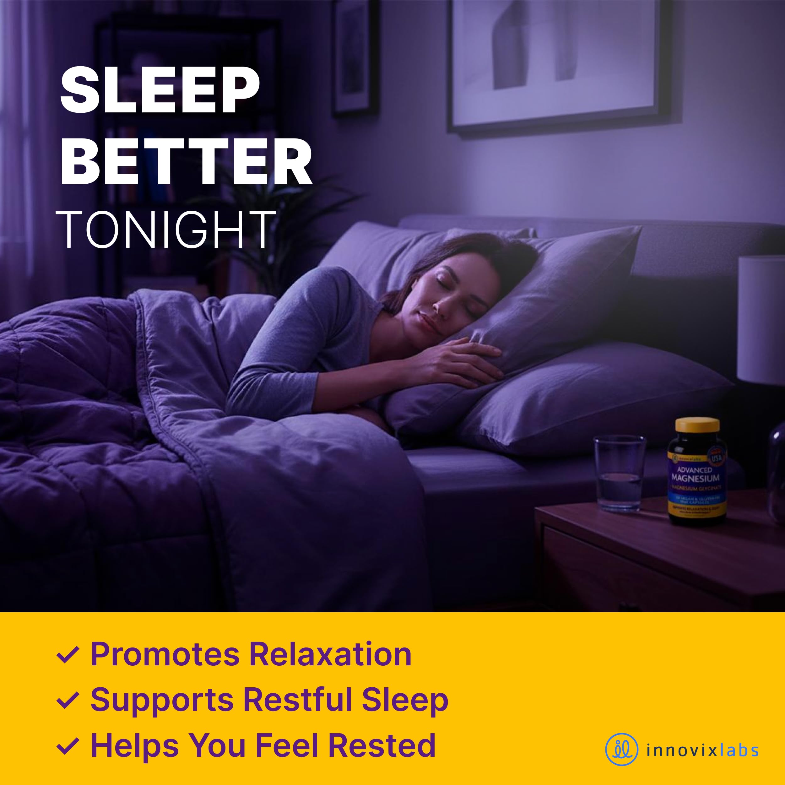 InnovixLabs Advanced 2-in-1 Magnesium Glycinate & Magnesium Malate 210mg Capsules, High Absorption Chelated Magnesium Supplement, Supports Relaxation Sleep Muscle & Bone Health, Vegan, 150-Day Supply