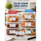 2 Rolls 1000 Pcs Removable Food Labels, 1 x 2 Inch Date Stickers w/Bonus Writing Pen for Freezer Refrigerator Food Containers, Easy to Write on Food Labeling for Food Storage Organization Kitchen Use