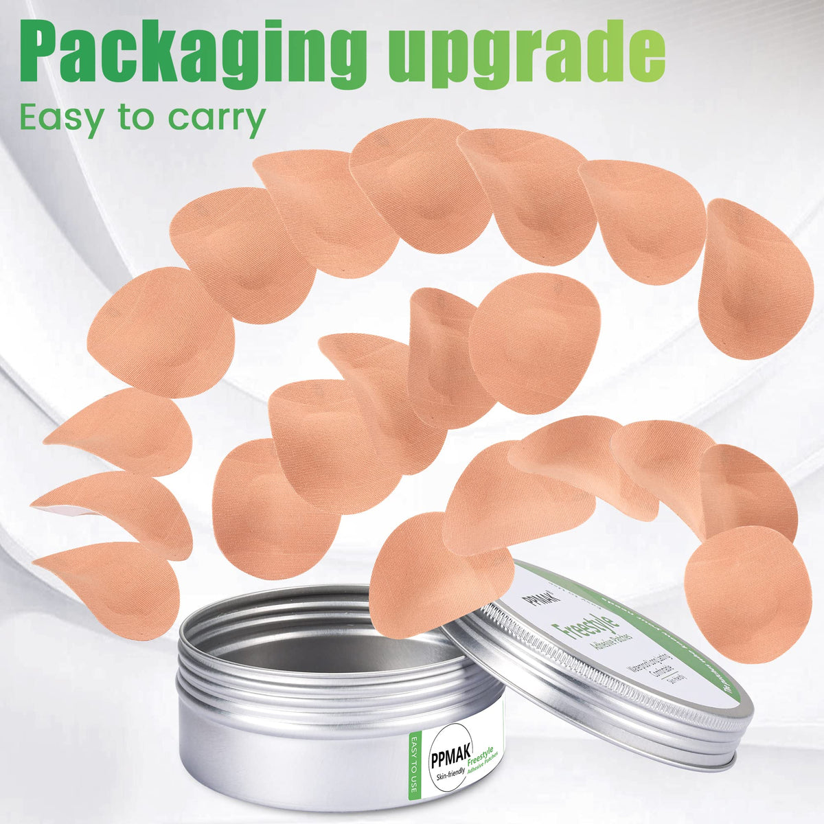 PPMAK-40 PCS Sensor Covers for Libre 2/3-Adhesive Patches-Waterproof CGM Tape No Glue On The Center-Color Tan and Long Lasting (40 PCS)