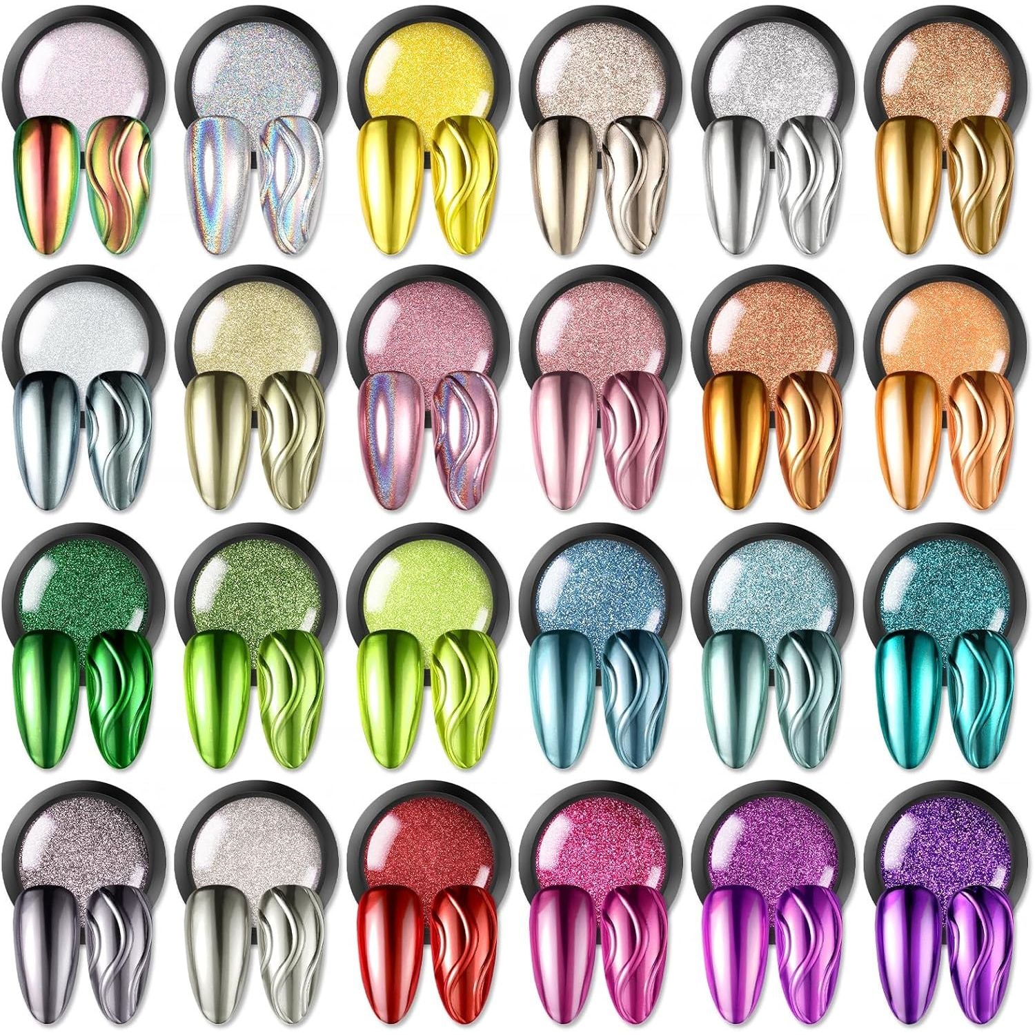 Buy now BORN PRETTY Chrome Powder Metallic Mirror Chameleon Nail Powder Auroras Mermaid Nail Powder Pigment for Nail Art Gel Polish Manicure Nail Art Decorations 9 Jars 24 Boxes Mirror Nail Powder at indiglob india