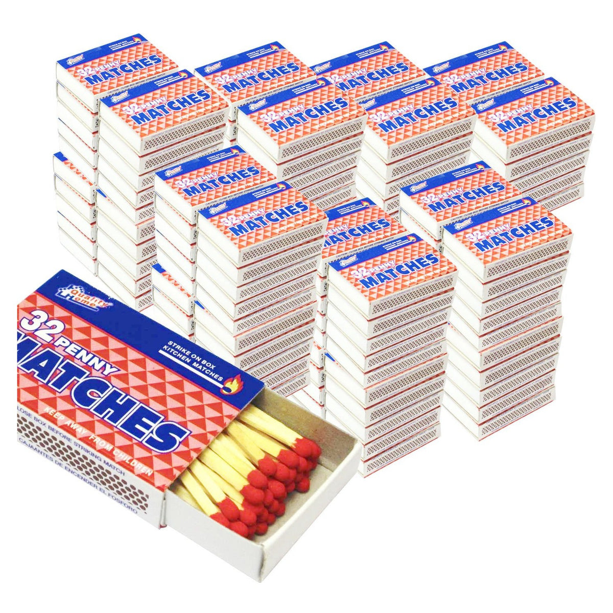 100 Boxes - Wooden Kitchen Matches, Strike On Box Type