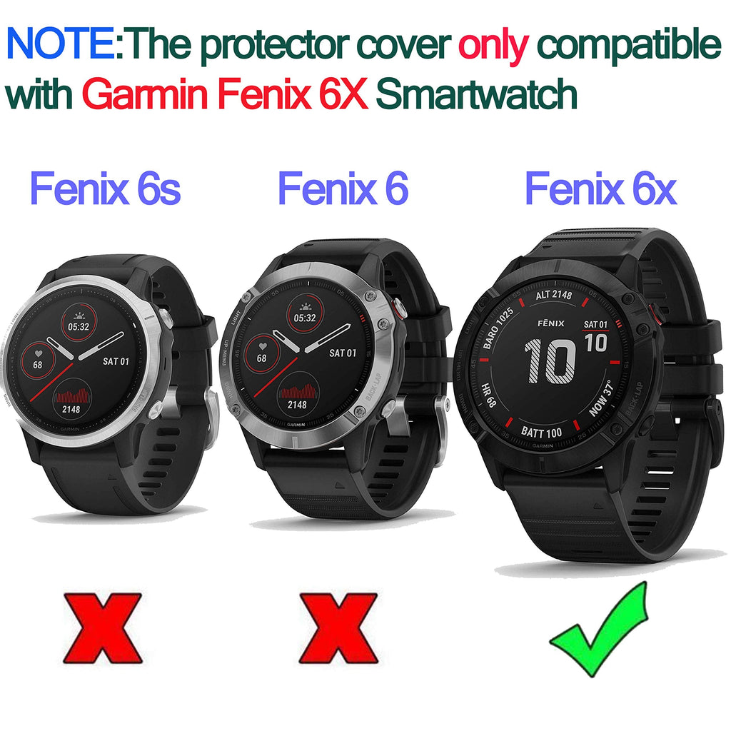Buy now RuenTech Case Cover Compatible with Garmin Fenix 6X/6X Pro/Fenix 6X Sapphire Case Protector TPU Protective Case Frame for Fenix 6X Smart Watch (Black&Transparent) at indiglob india