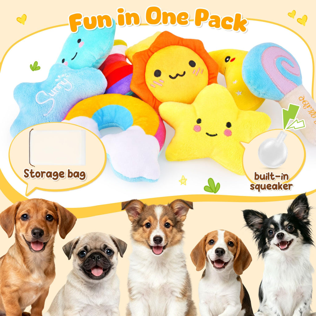 KIPRITII 9-Pack Squeaky Dog Toys for Small Dogs & Puppies with Storage Bag