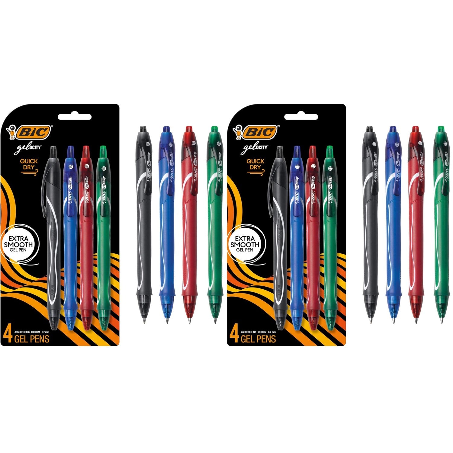 Buy now BIC Gelocity Quick Dry Blue Gel Pens, Medium Point (0.7mm), 12-Count Pack, Retractable Gel Pens With Comfortable Full Grip 4 Count (Pack of 2) Black, Blue, Red, Green at indiglob india