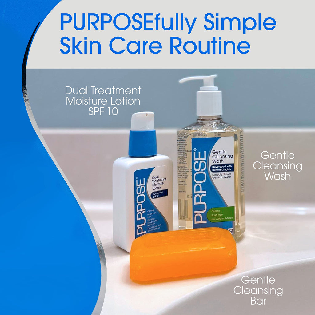 PURPOSE Gentle Cleansing Bar, Developed with Dermatologists, For All Skin Types, For Sensitive & Dry Skin, Oil-free, Hypoallergenic, Sulfate-Free, 6 oz Bar (Pack of 4)