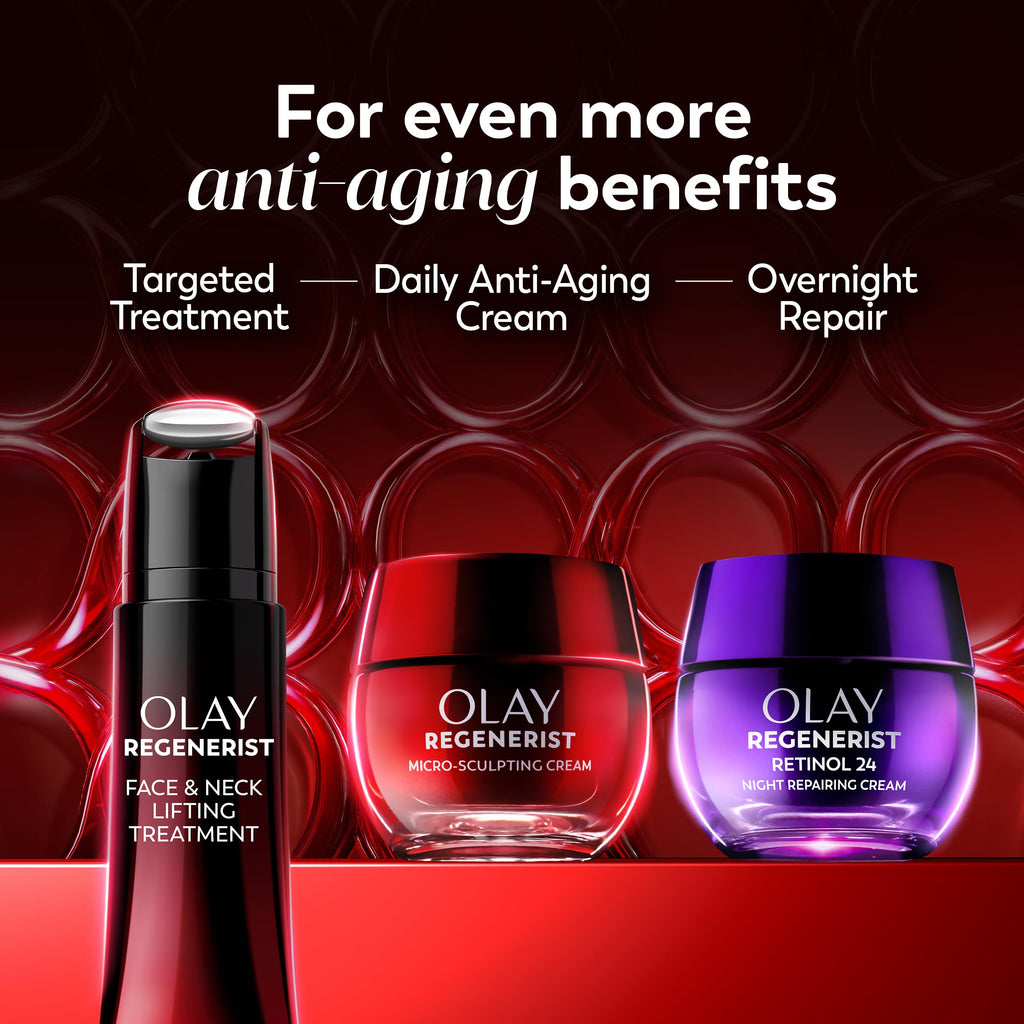 Olay Face Moisturizer, Regenerist Micro-Sculpting Cream for Women, Fragrance-Free - Anti-Aging, Anti-Wrinkle, Firming Skin Care - Triple Collagen Cream, Peptide, Hyaluronic Acid, Niacinamide, 1.7oz