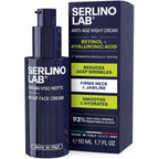 SerlinoLab Night Face Cream for Men – Anti-Aging Moisturizer with Retinol & Hyaluronic Acid, Hydrates Skin, Helps Reduce Wrinkles, Improves Firmness and Elasticity, 1.7 fl oz