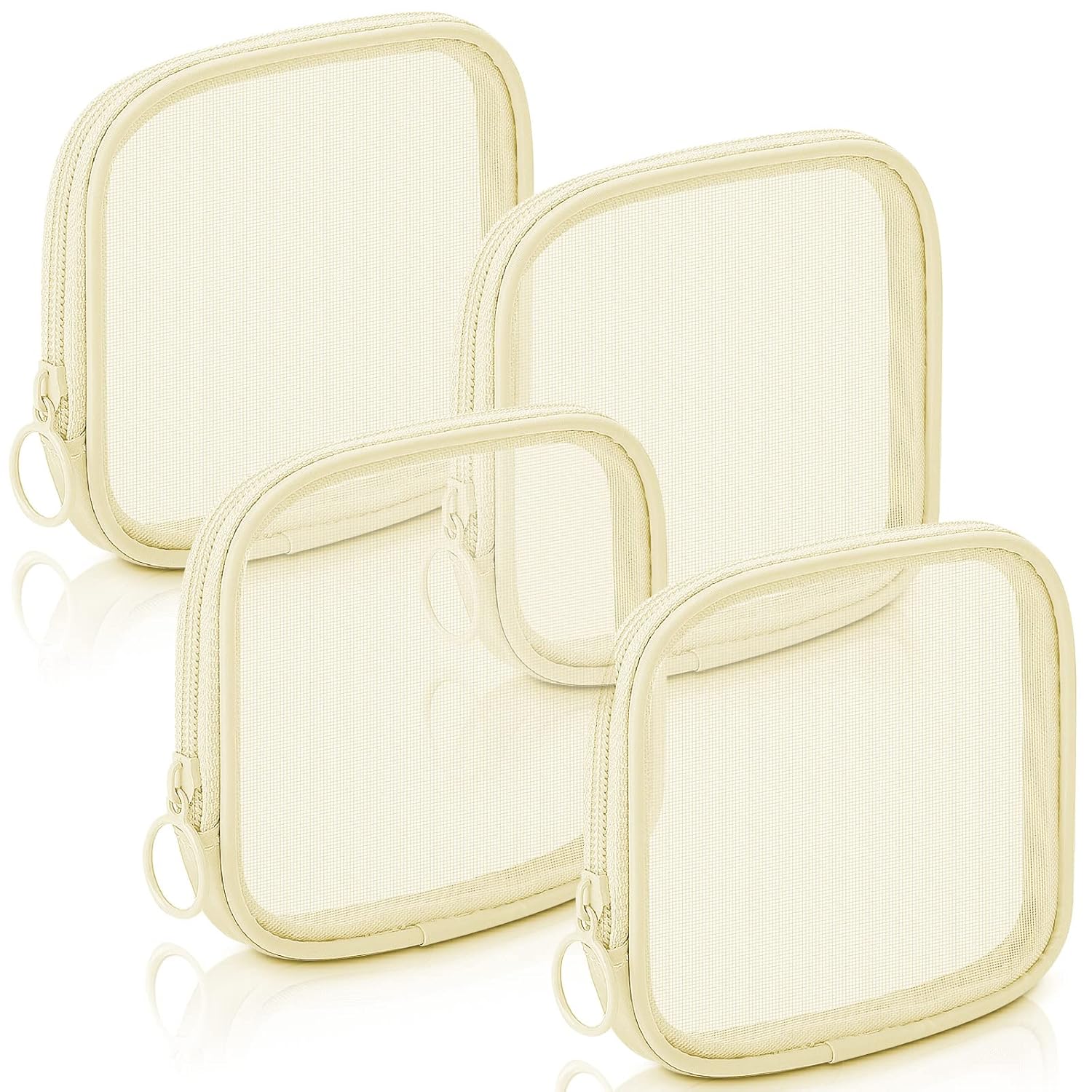 Buy now Weewooday 4 Pcs Mesh Makeup Bag Mesh Cosmetic Bag Travel Toiletry Pouch with Zipper Mini Makeup Cosmetic Purse for Daily Accessory(Small,Black) Small Beige at indiglob india