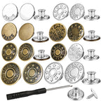 32 Sets Button Pins for Loose Jeans, 17mm and 20mm Jean Buttons Replacement