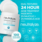 Buy now Neutralyze Exfoliating Acne Treatment Pads (100 Count) - Dual Textured Face Wipes with 2% Salicylic Acid & 2% Mandelic Acid - Toner Pads for Acne Prone Skin, Face & Body Wipes for Teens & Adults at indiglob india