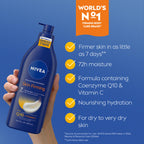 NIVEA Nourishing Hydration Skin Firming Body Lotion, 16.9 FL OZ | Q10 and Vitamin C Enriched Skin Firming Body Lotion for Dry Skin to Very Dry Skin, 72-Hour Body Moisturizer, Paraben Free