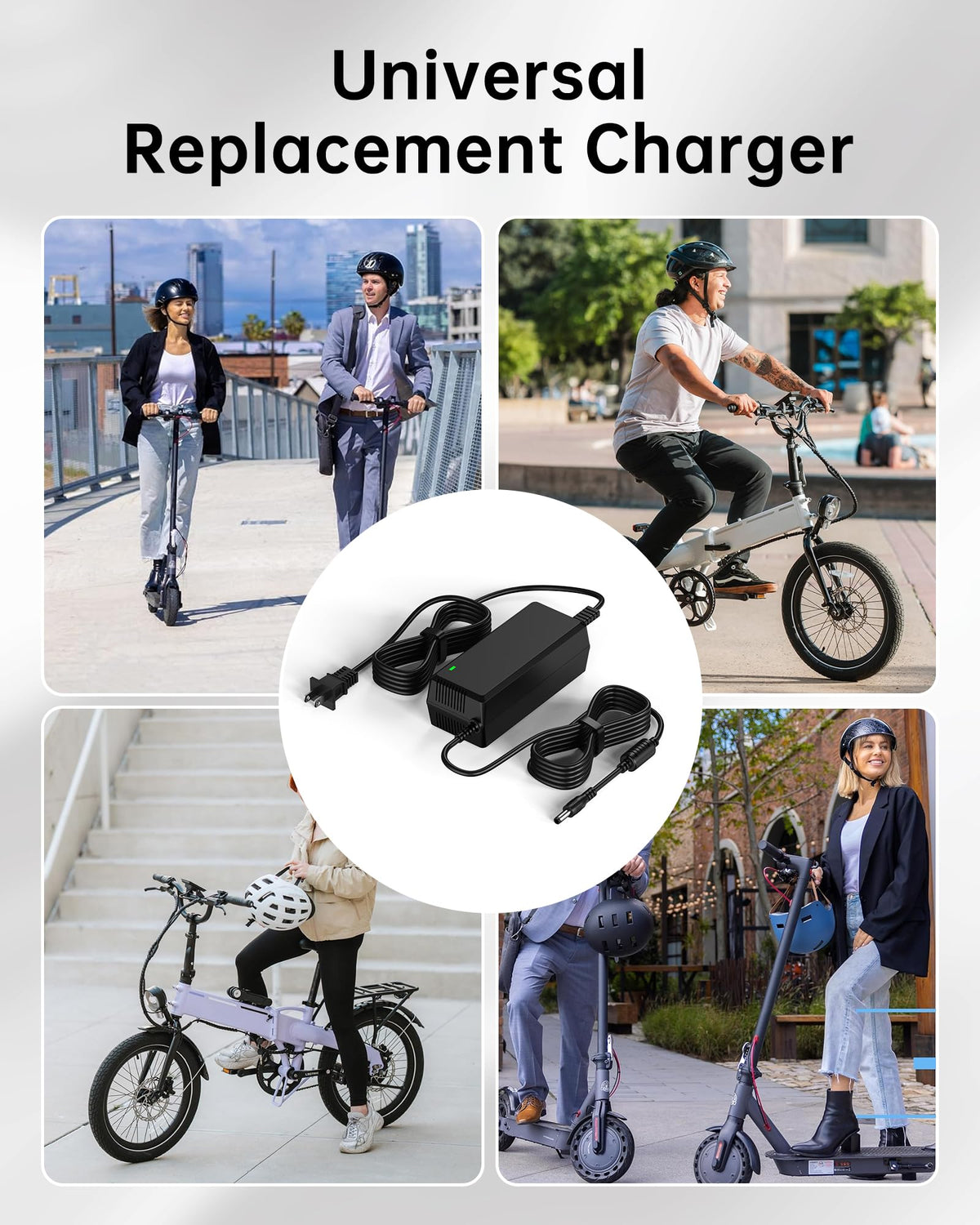 WUKUR 54.6V 2A Electric Scooter Charger 5 Connectors for 48V Lithium Batteries Compatible with Lectric XP 2.0/3.0, for Ecotric City/Beach, for Evercross H5/H7 Ebike, 8.2ft, SGS Safe Ebike Charger