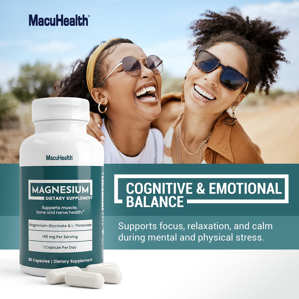 MacuHealth Magnesium Glycinate & L-Threonate 145 mg - Absorbable Magnesium