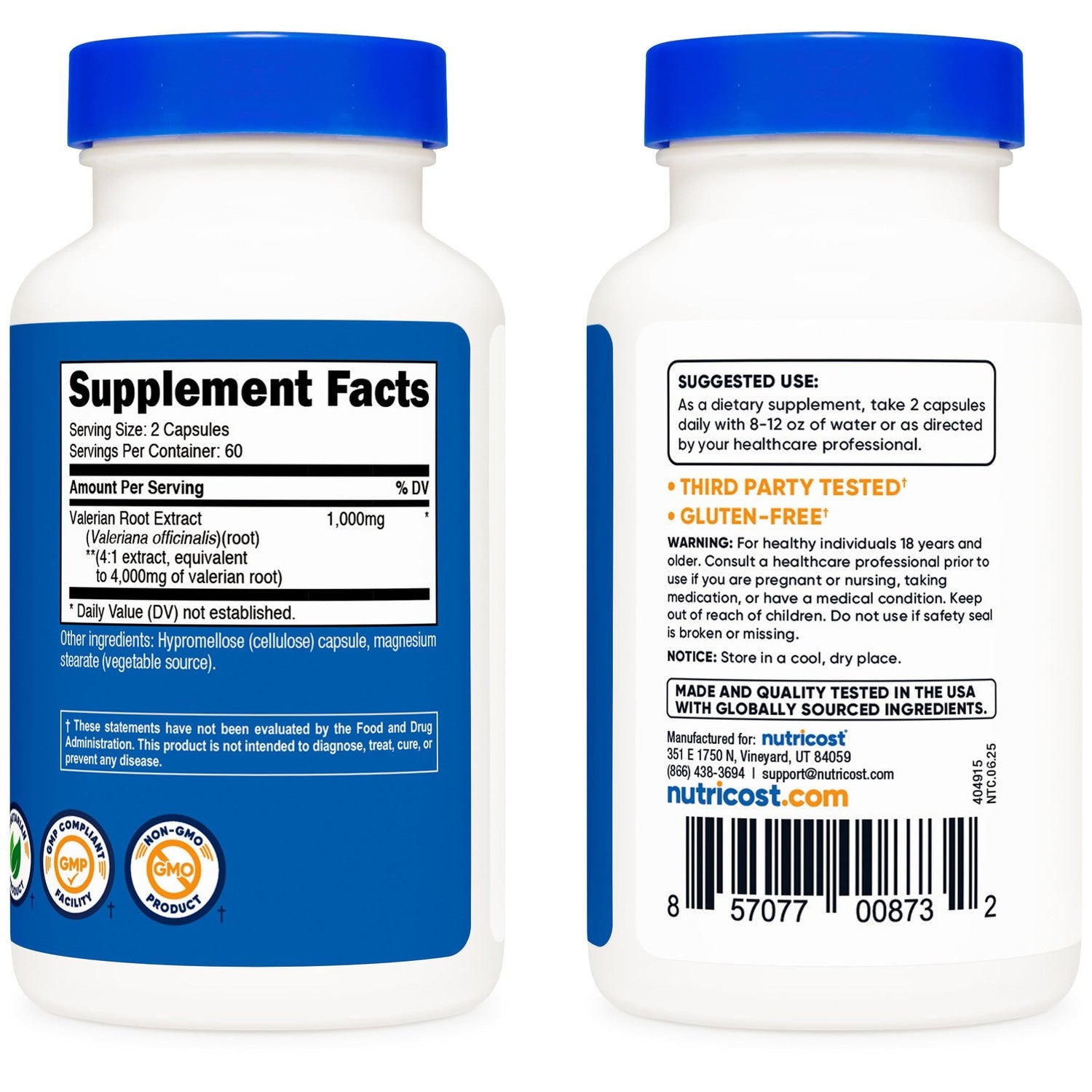 Nutricost Valerian Root Extract 120 Capsules for 60 Servings Per Bottle | Vegetarian, GMO Free and Gluten Free