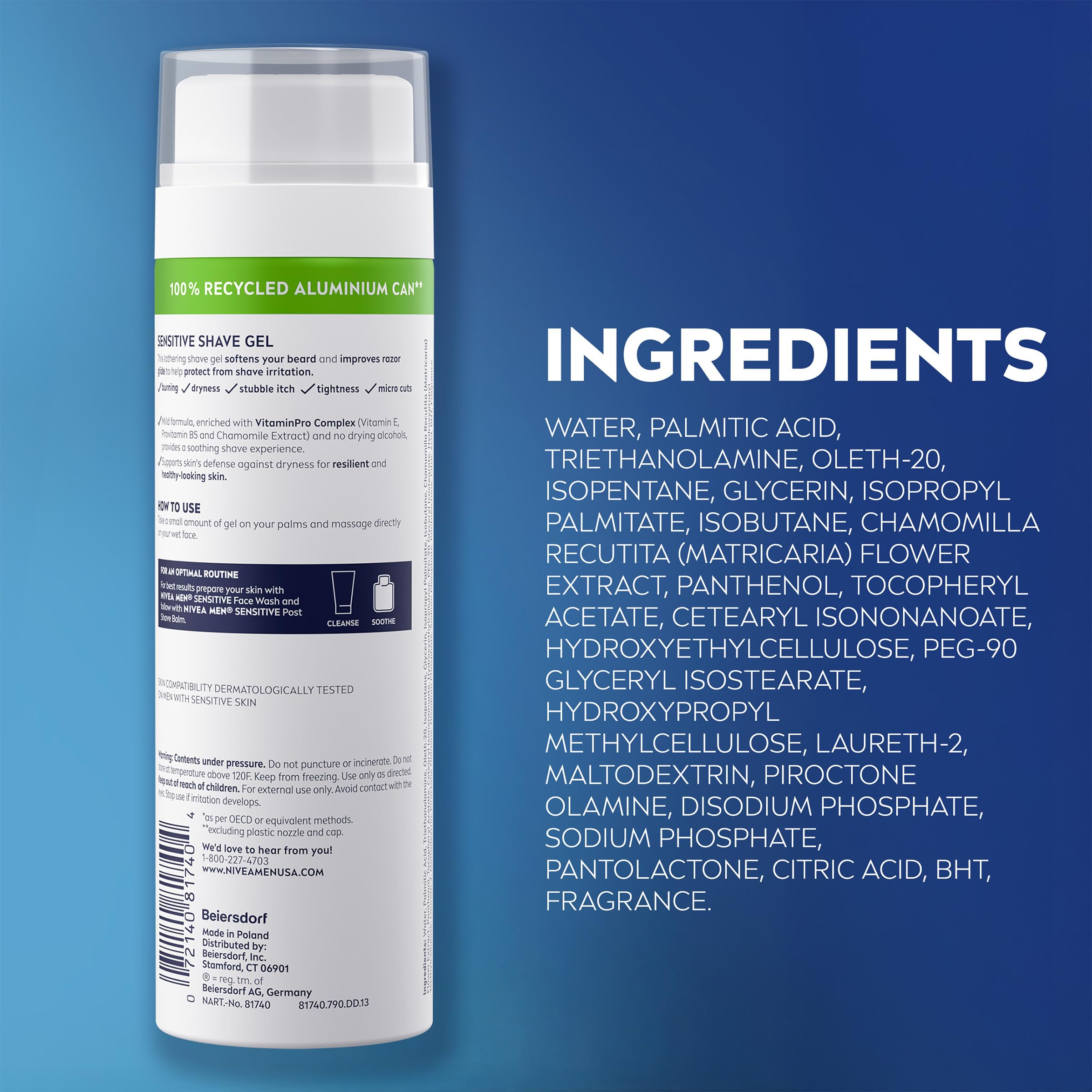 NIVEA MEN Sensitive Shave Gel, No Drying Alcohol, Mulitpack, 3 x 7 OZ | Shaving Gel for Men with Sensitive Skin, Enriched with VitaminPro Complex, No Drying Alcohol, Dermatologically Tested
