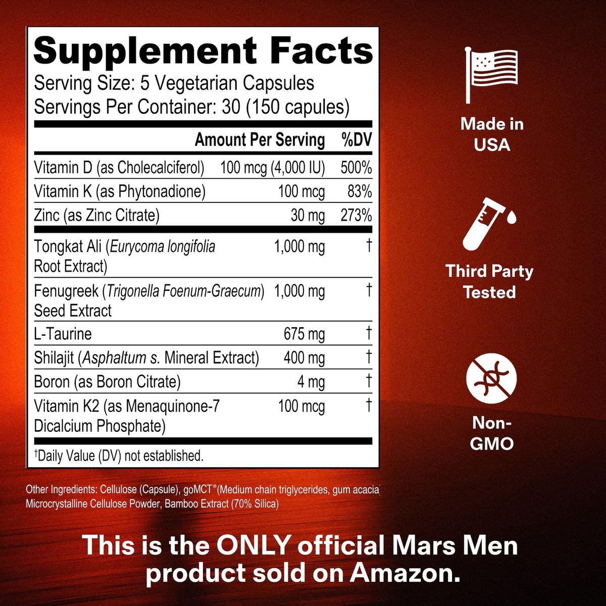 Testosterone Booster for Men - Natural Supplement Premium Tongkat Ali, Fenugreek, Shilajit & Boron - Male Support - Libido, Energy & Muscle Growth Support - 30 Servings + Travel Tin