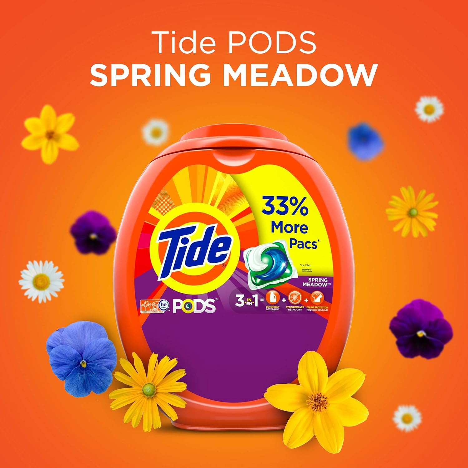 Buy now Tide PODS Laundry Detergent Soap PODS, High Efficiency (HE), Spring Meadow Scent, 96 Count at indiglob india