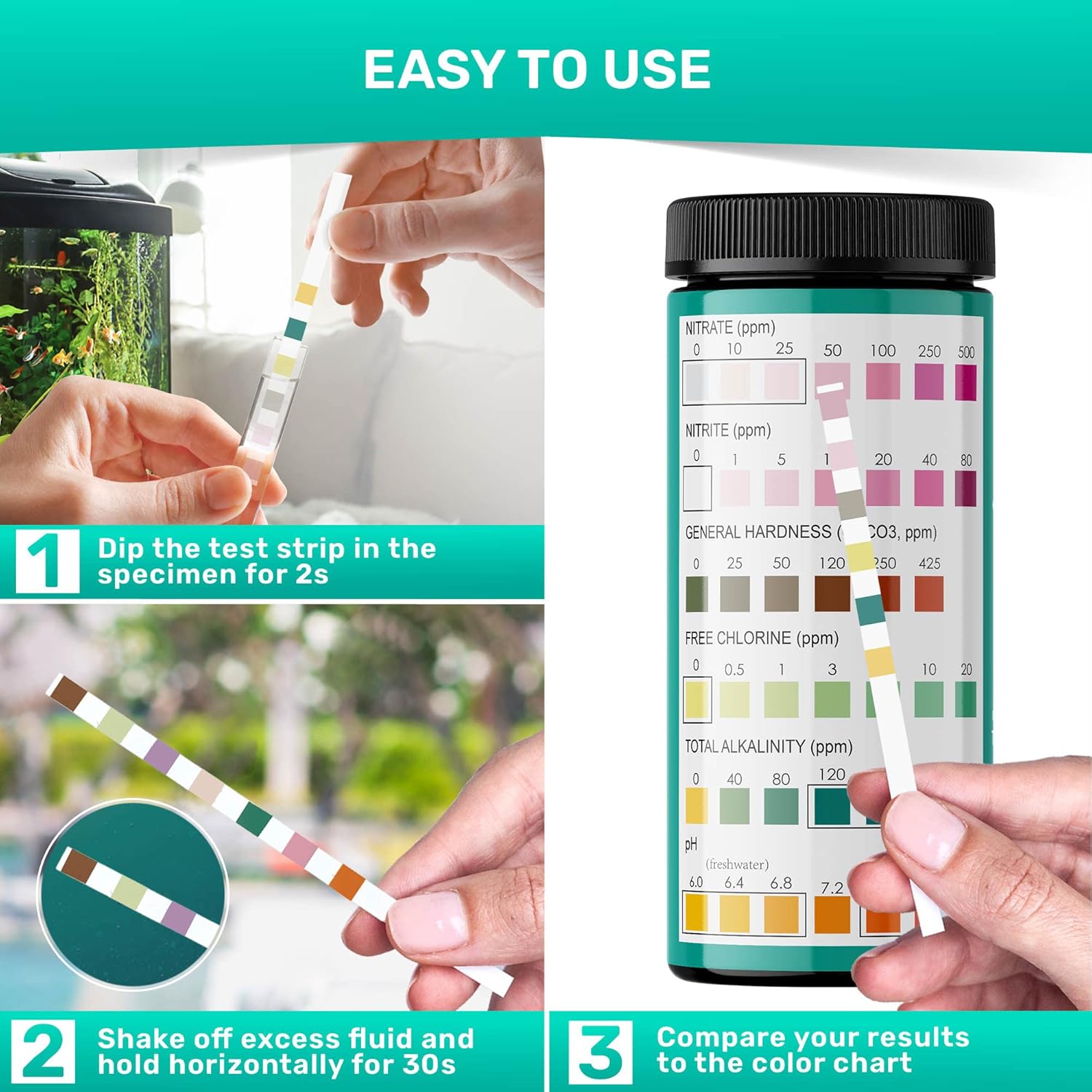 Buy now Aquarium Test Strips - 9-in-1 Aquarium Test Kit with eBook - Aquarium Water Test Kit with Quick and Accurate Fish Tank Test Strips - 100 Test Strips by JNW Direct at indiglob india