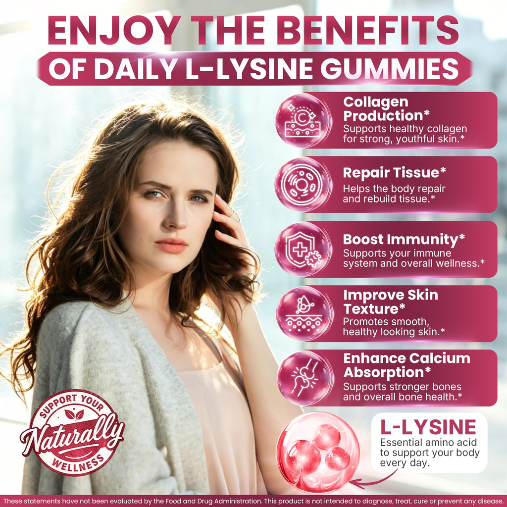 Liposomal L-Lysine Gummies 1200mg | High Absorption Immune & Skin Support
