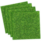 4 Packs 6x6 Inch Cuttable Artificial Grass Squares, Realistic Fake Grass Mats, Mini Craft Turf Tiles for Fairy Garden Accessories, Dollhouse Decor, DIY Craft and Diorama Supplies