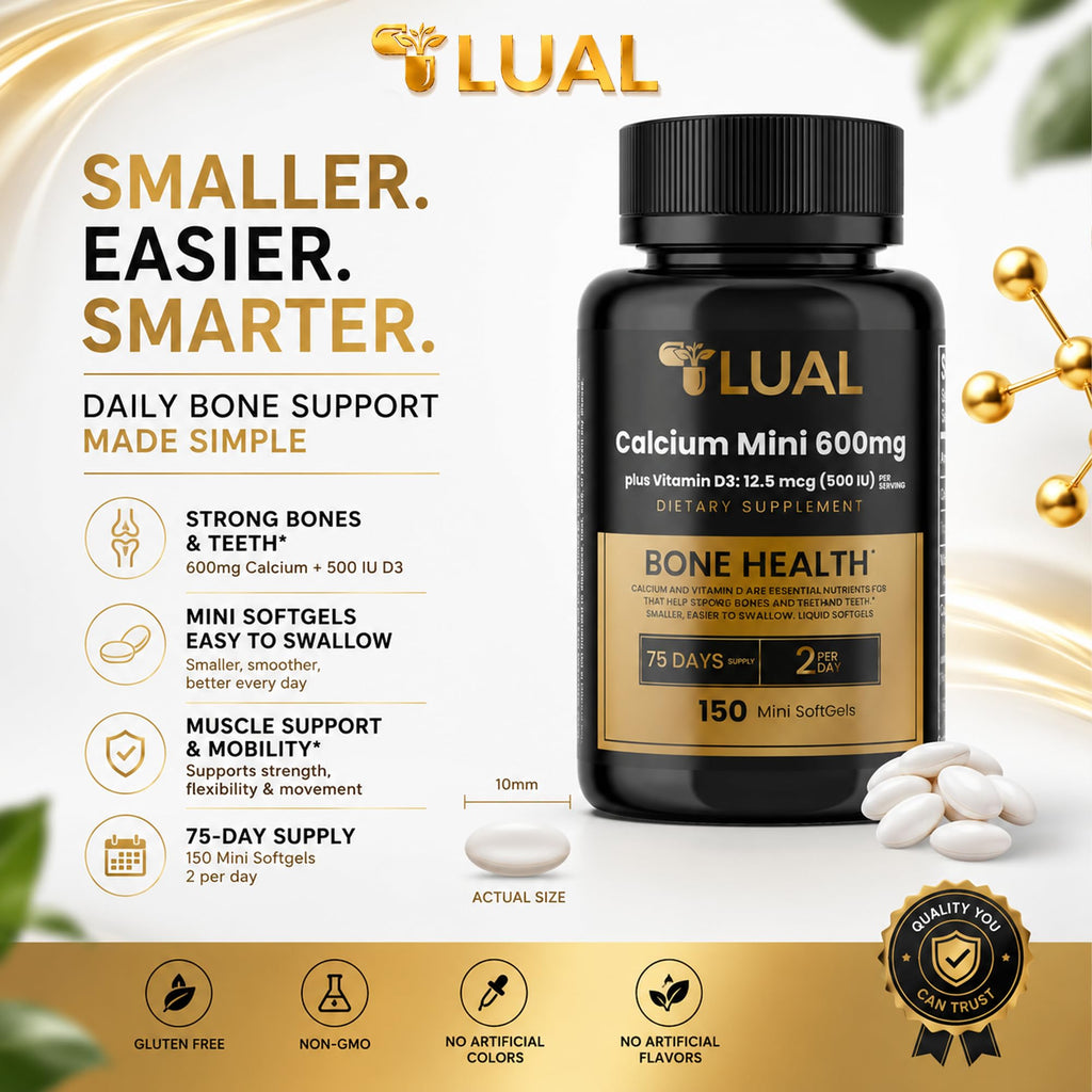 LUAL Calcium 600 mg with Vitamin D3 • Calcium Supplements for Women & Men