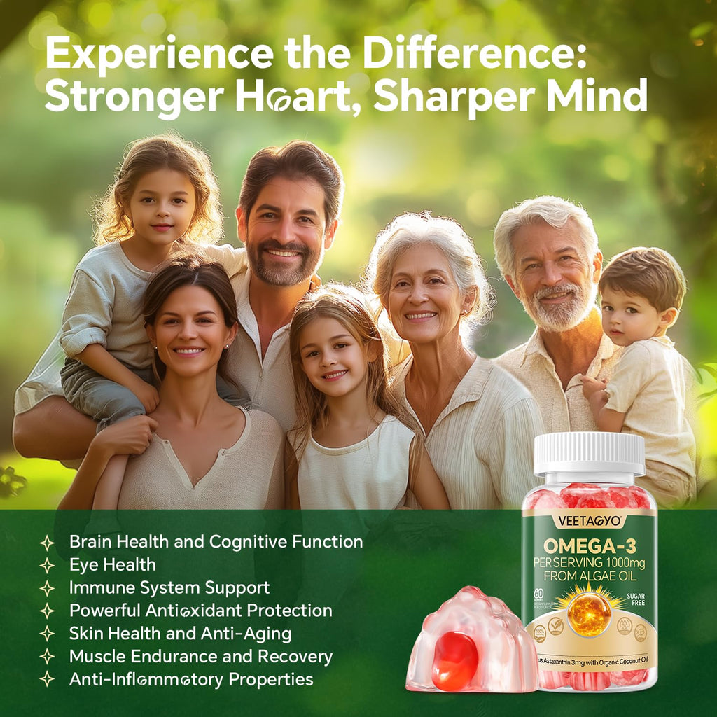 VEETAGYO Vegan 1200mg Omega 3 Gummies 60Cts