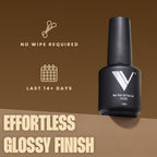 V Beauty Pure No Wipe Gel Top Coat - Long Lasting UV Top Coat Gel, 15ml | Gel Nail Polish, Scratch and Stain Resistant, Durable, Non Yellowing, No Sticky Layer, Glossy, For Manicure & Pedicure