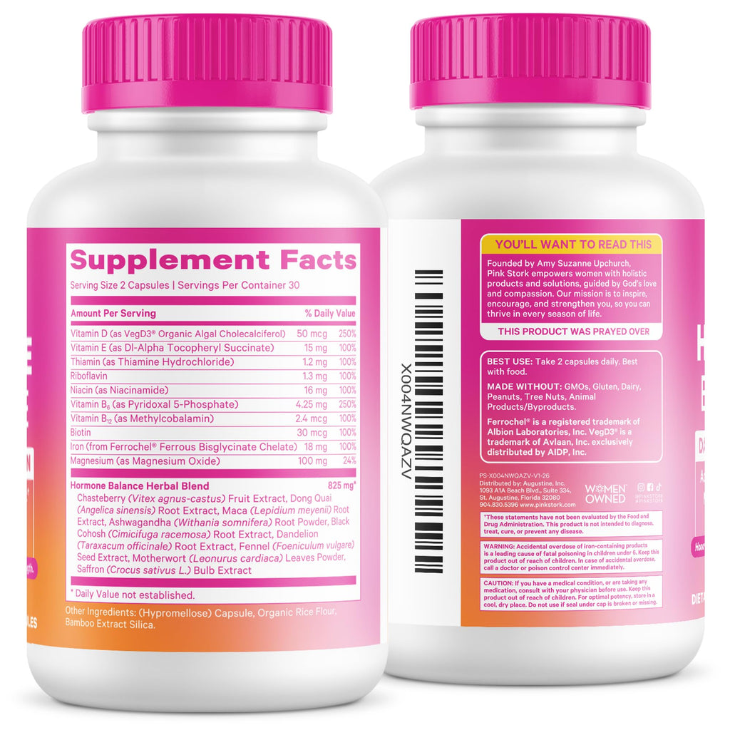 Pink Stork Hormone Balance Multivitamin for Women, 60 Vegan Capsules