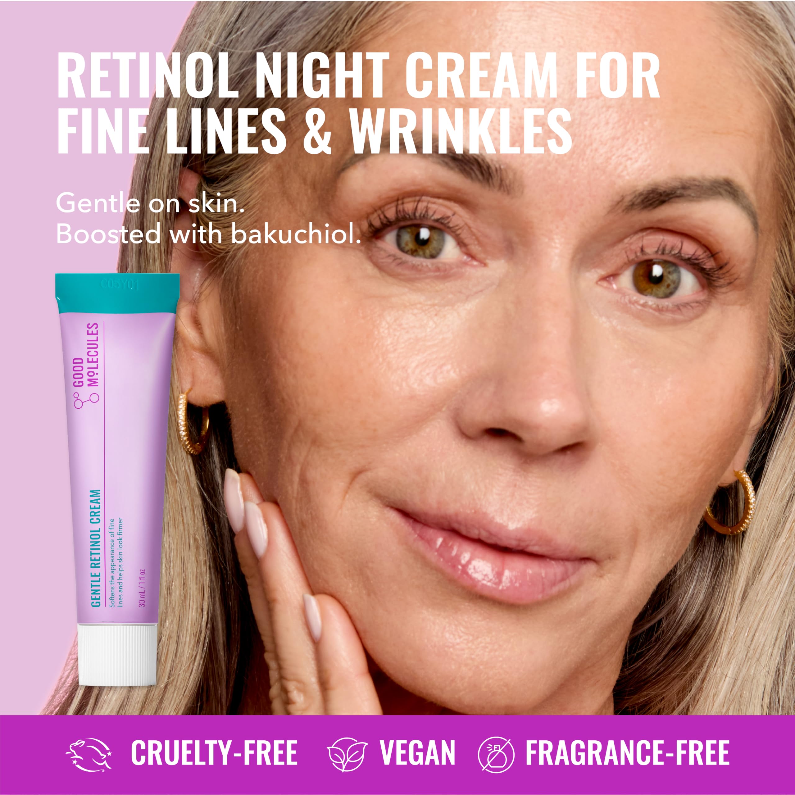 Good Molecules Gentle Retinol Cream, Retinol Night Cream for Face, 1 fl oz | Gentle retinol cream that softens the look of fine lines. Soothing enough for sensitive skin.