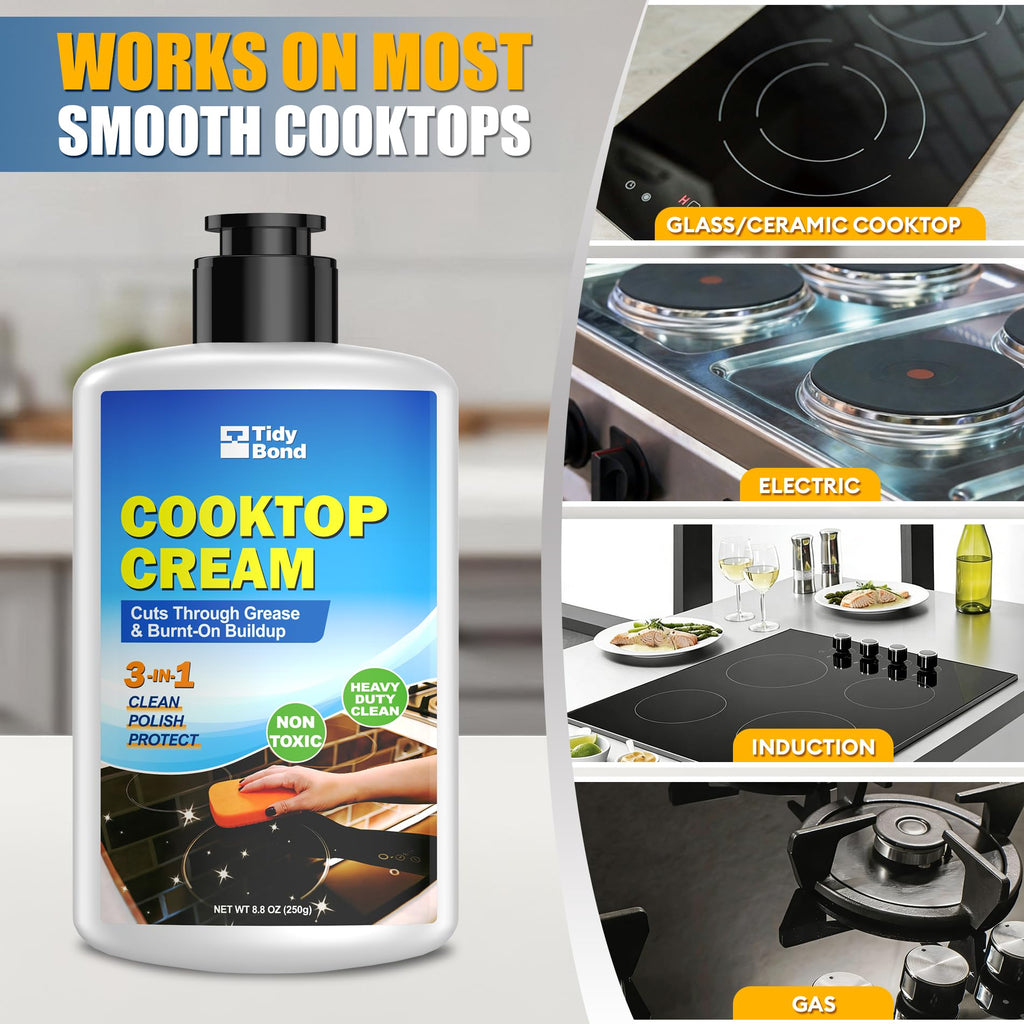 Glass Cooktop Cleaner & Polish Kit, Removes Burnt-On Food & Grease, 8.8 oz