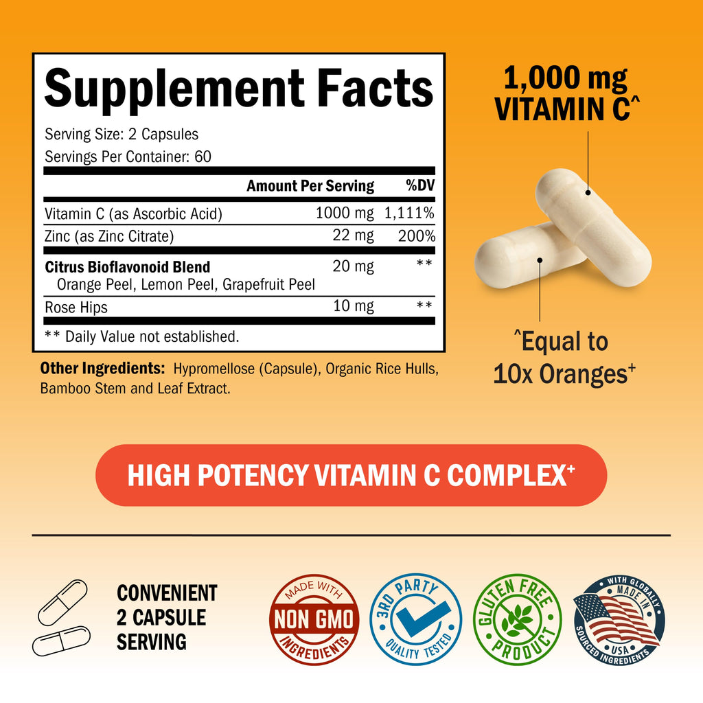 BioSchwartz Vitamin C Complex Supplement - Vitamin C 1000mg Capsules