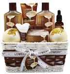 Buy now Gifts For Women Gift Basket for Womenâ€“ 9 Piece Set of Vanilla Coconut Home Spa Set, Luxurious Valentines Day Gifts for Her, Bath and Body Sets Includes Fragrant Lotions, Large Bath Bombs, Coconut Oil at indiglob india