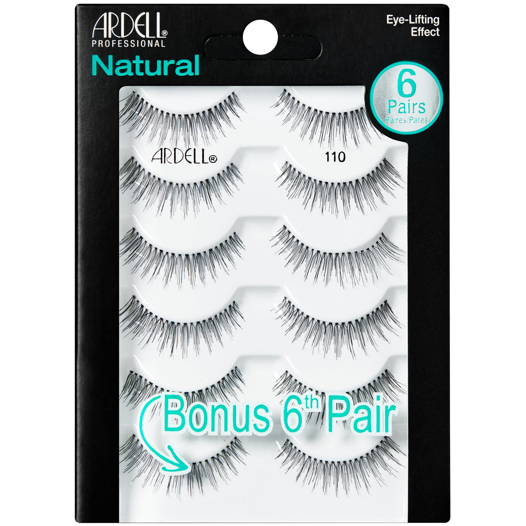 Ardell Natural 110 False Eyelashes Eye-Lifting Strip Lashes Black, 6 Pairs
