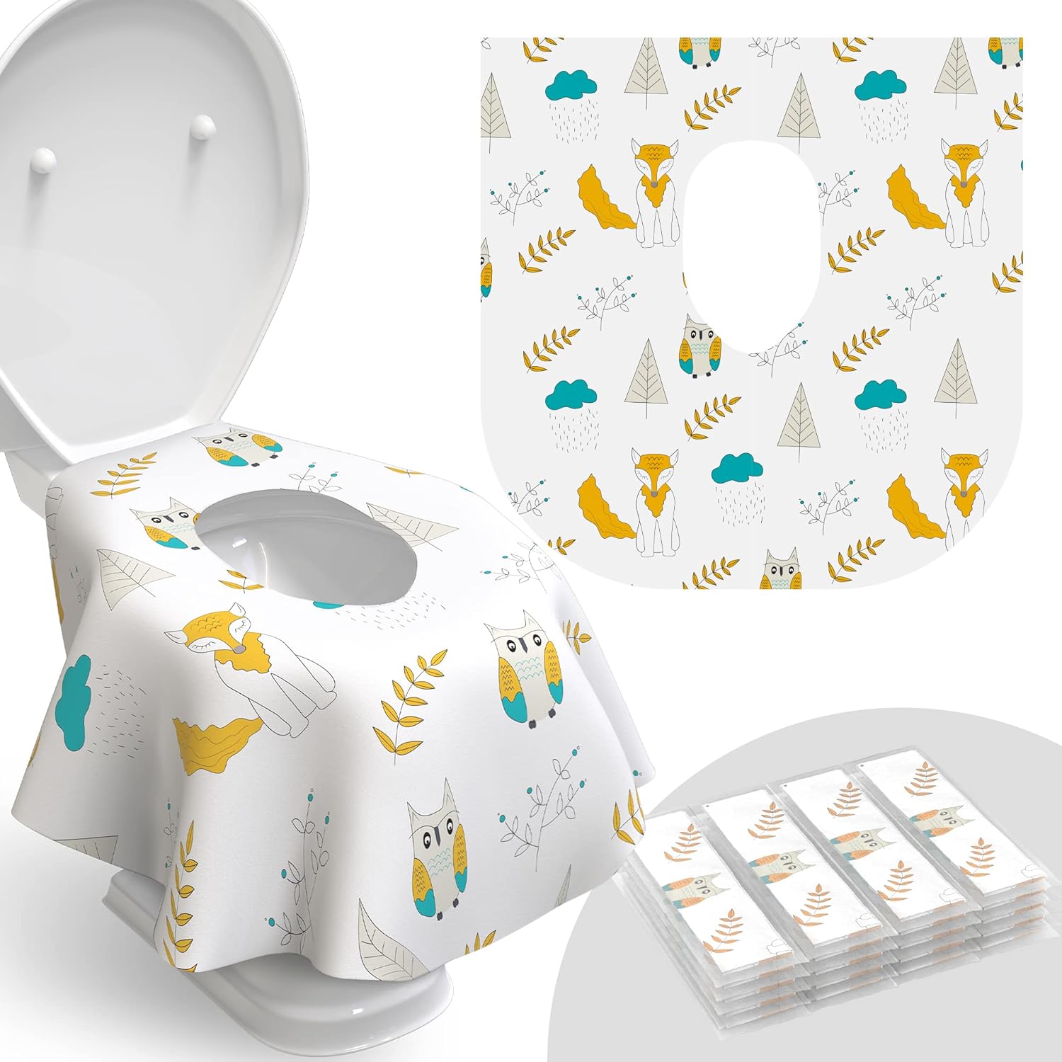 Buy now Toilet Seat Covers Disposable - 20 Pack - Waterproof, Ideal for Kids and Adults – Extra Large, Individually Wrapped for Travel, Toddlers Potty Training in Public Restrooms (Dinosaurs, 20) 20 Count (Pack of 1) Owls at indiglob india