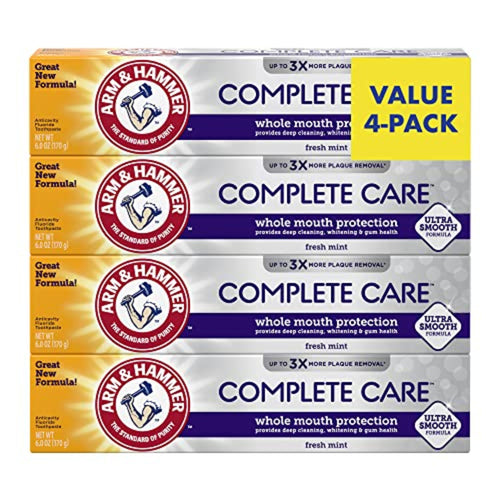 Buy now ARM & Hammer Complete Care Toothpaste, Teeth Whitening Toothpaste with Baking Soda, Fluoride, Whole Mouth Protection, Fresh Mint Flavor, 6.0 oz (Pack of 4) at indiglob india
