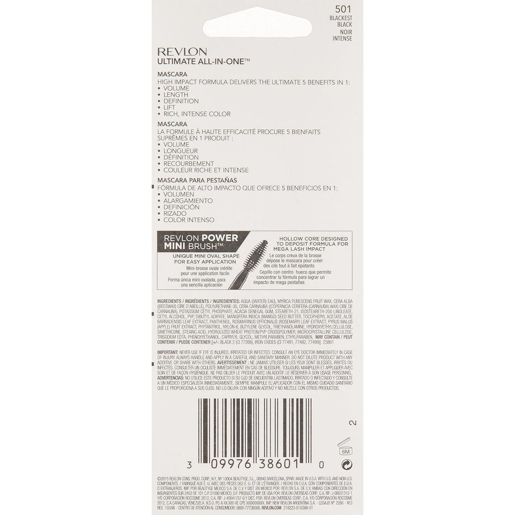 Buy now Revlon Mascara, All-in-One Eye Makeup, Volumizing & Lifting Mascara, No Clump, Smudge Proof, Flake Proof, 501 Blackest Black, 0.28 Fl Oz at indiglob india