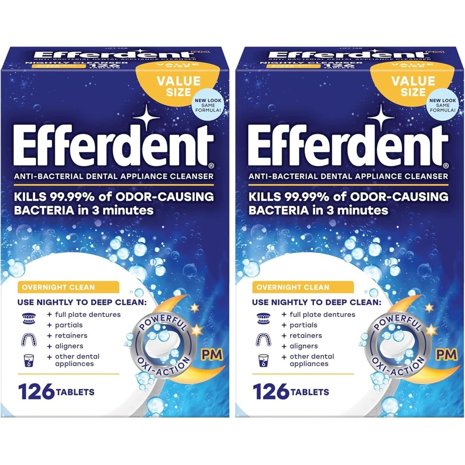 Buy now Efferdent Retainer Cleaning Tablets, Denture Cleaning Tablets for Dental Appliances, Overnight Whitening, 126 Count 126 Count (Pack of 2) PM at indiglob india