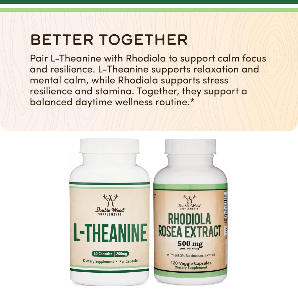 L-Theanine 200mg, Calm, Restful Sleep & Focus, 60 Capsules | Calm & Stress Relief, Restful Sleep Support, Calm Focus Without Jitters, Non-GMO, Third-Party Tested