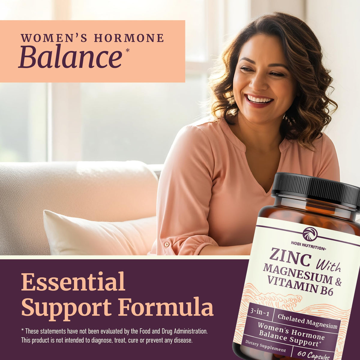 Zinc and Magnesium Supplement with Vitamin B6, Women’s Hormone Balance