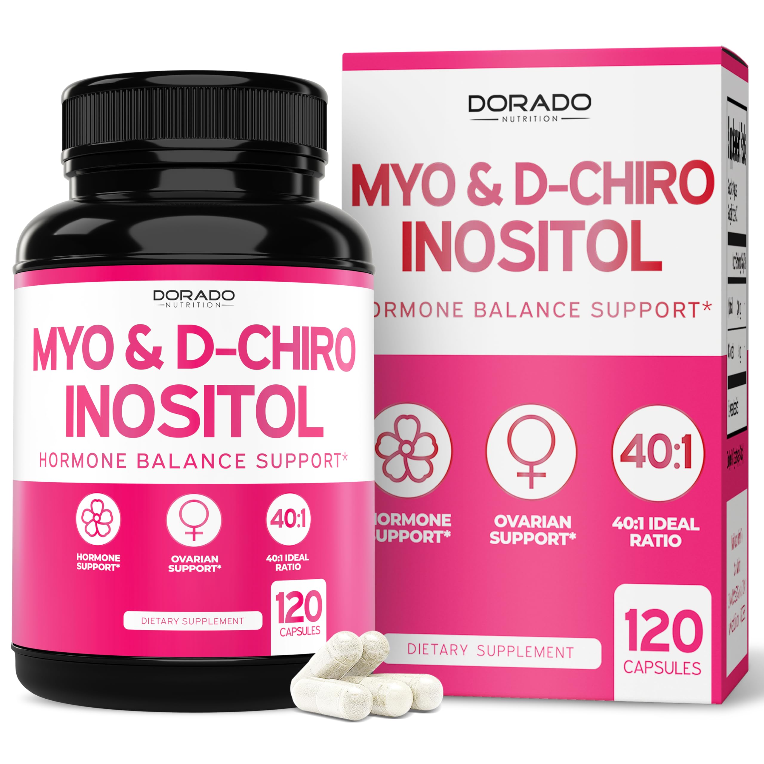 Myo-Inositol & D-Chiro Inositol Supplement For Women (360 Capsules, 2050mg Per Serving Ideal 40:1 Ratio Myo Inositol) Hormone Balance for Women - Third Party Tested, Vegan Safe & USA Made - 360 Count