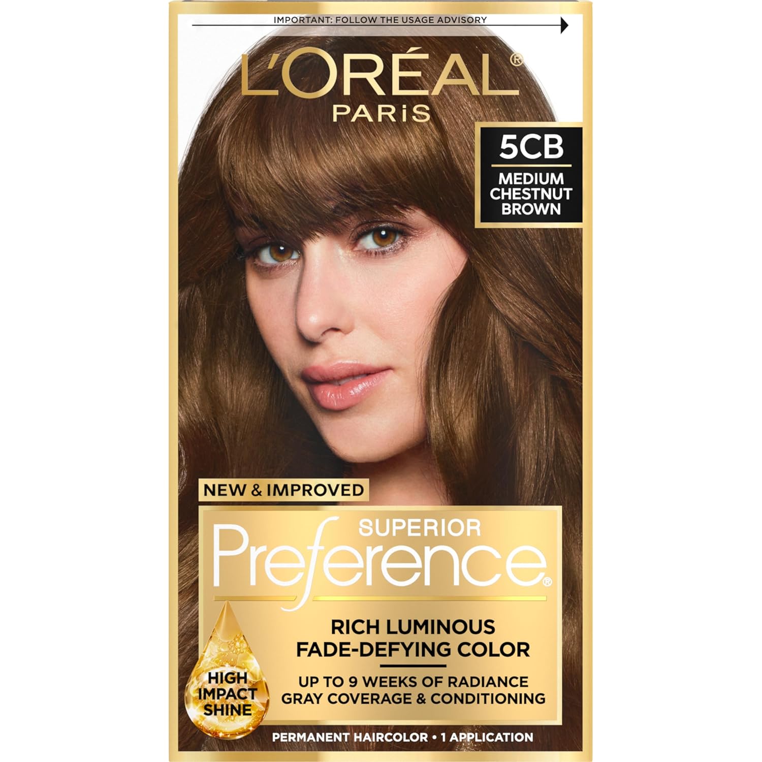 Buy now L'Oreal Paris Superior Preference Luminous Fade-Defying Permanent Hair Color, Hair Dye For Up to 9 Weeks of Radiance, Light Ash Blonde 9A, 1 Hair Dye Kit 5CB Medium Chestnut Brown 1 Count (Pack of 1) at indiglob india