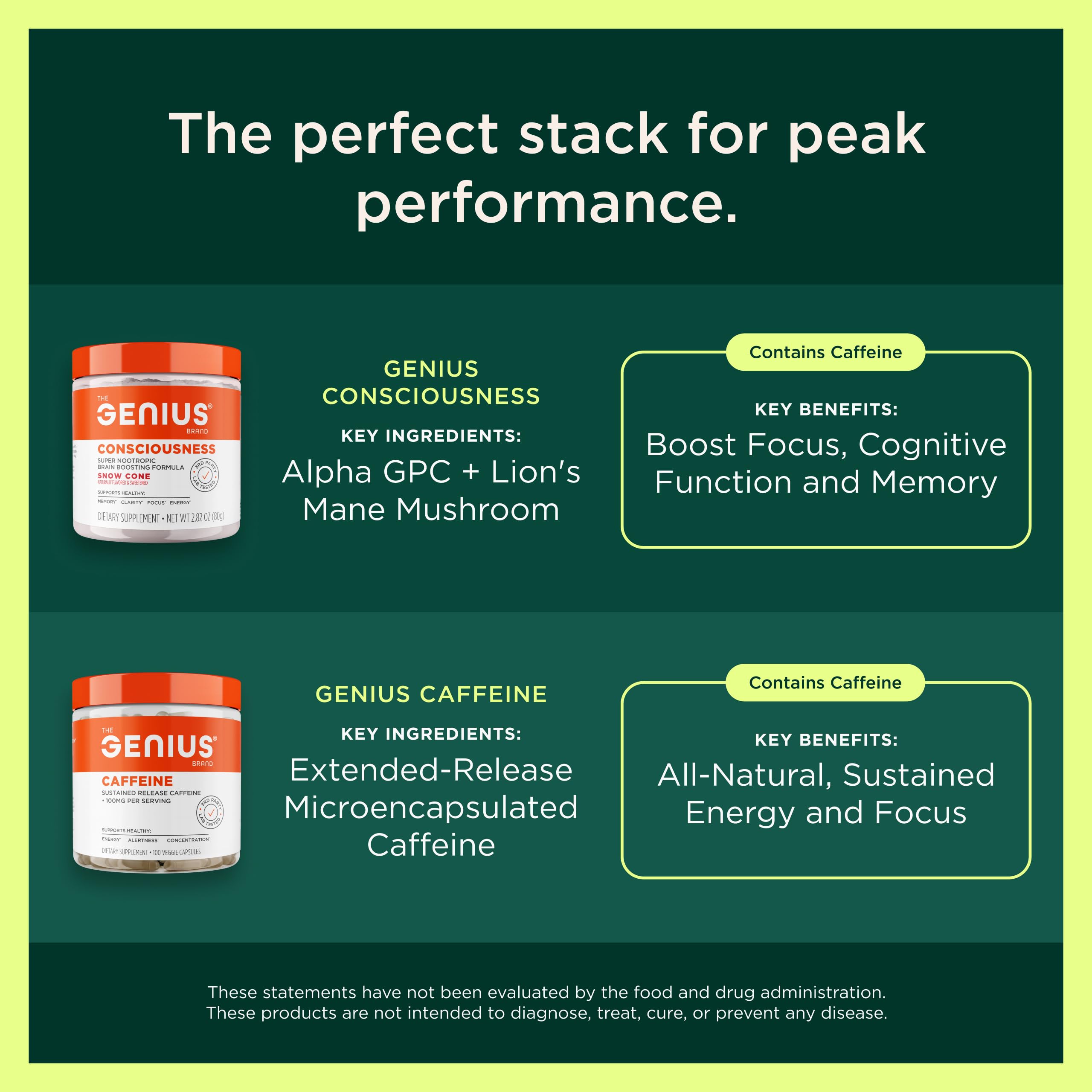 The Genius Brand Mushrooms, 90 Veggie Capsules | Organic Lion's Mane, Cordyceps and Reishi for Immune, Focus and Energy Support, Vegan and Non-GMO Capsules
