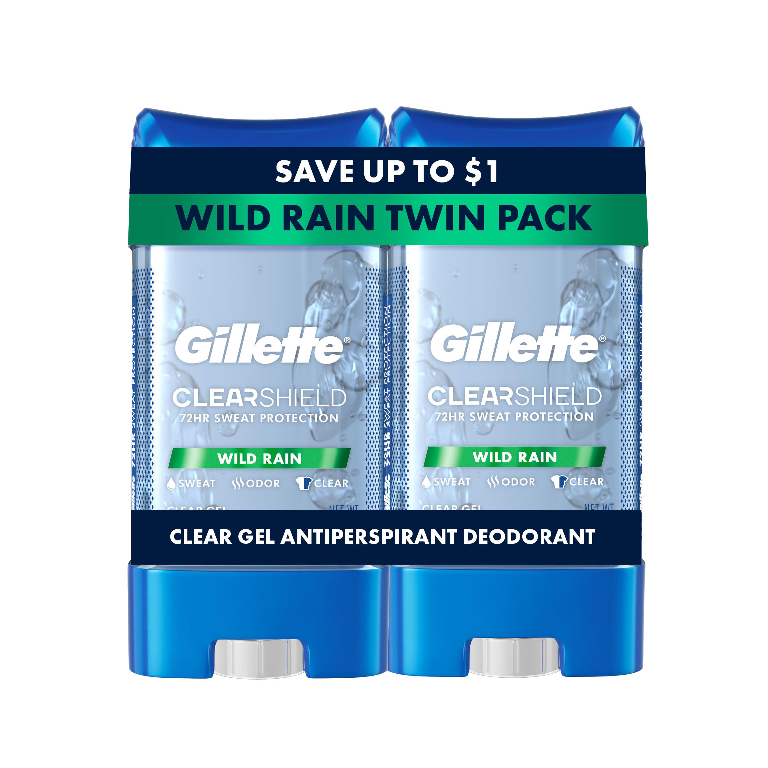 Gillette Antiperspirant and Deodorant for Men, 72hr Sweat & Odor Protection, Long Lasting Freshness, Anti-White Mark Technology, Clear Gel, Arctic Ice Scent, 3.8 oz (Pack of 2)