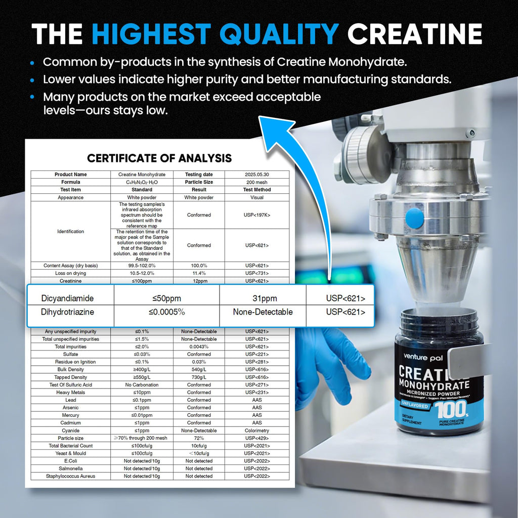 Venture Pal 100% Pure Micronized Creatine Monohydrate Powder 5g Per Serving | Vegan, Keto, GMO-Free & Gluten Free, Creatina Monohidratada en Polvo for Women & Men, Unflavored