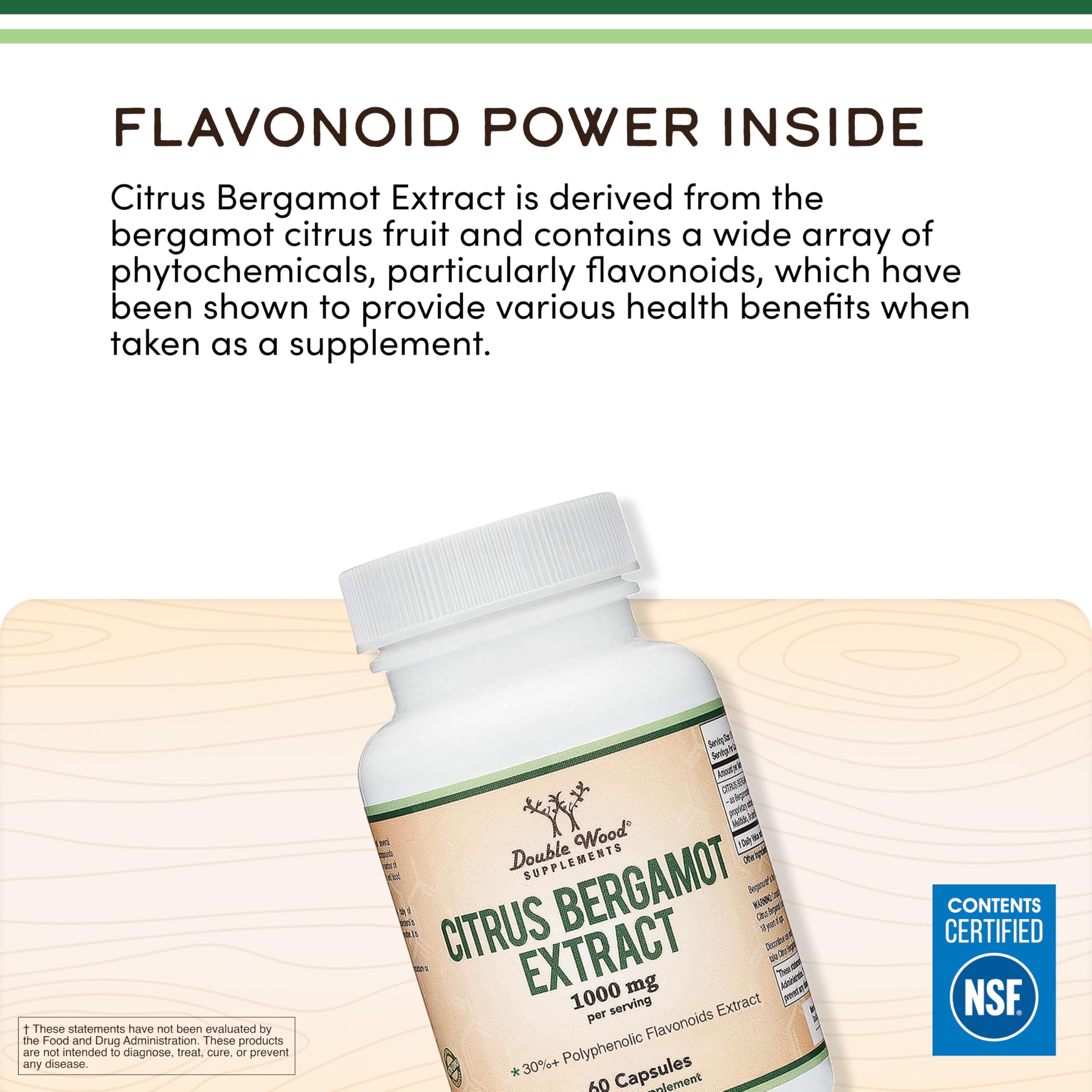 Citrus Bergamot Extract 1,000mg, Supports Healthy Cholesterol, 60 Capsules | Full-Spectrum Citrus Polyphenols, Supports Heart Health, Healthy Cholesterol + Triglyceride Levels, Third-Party Tested