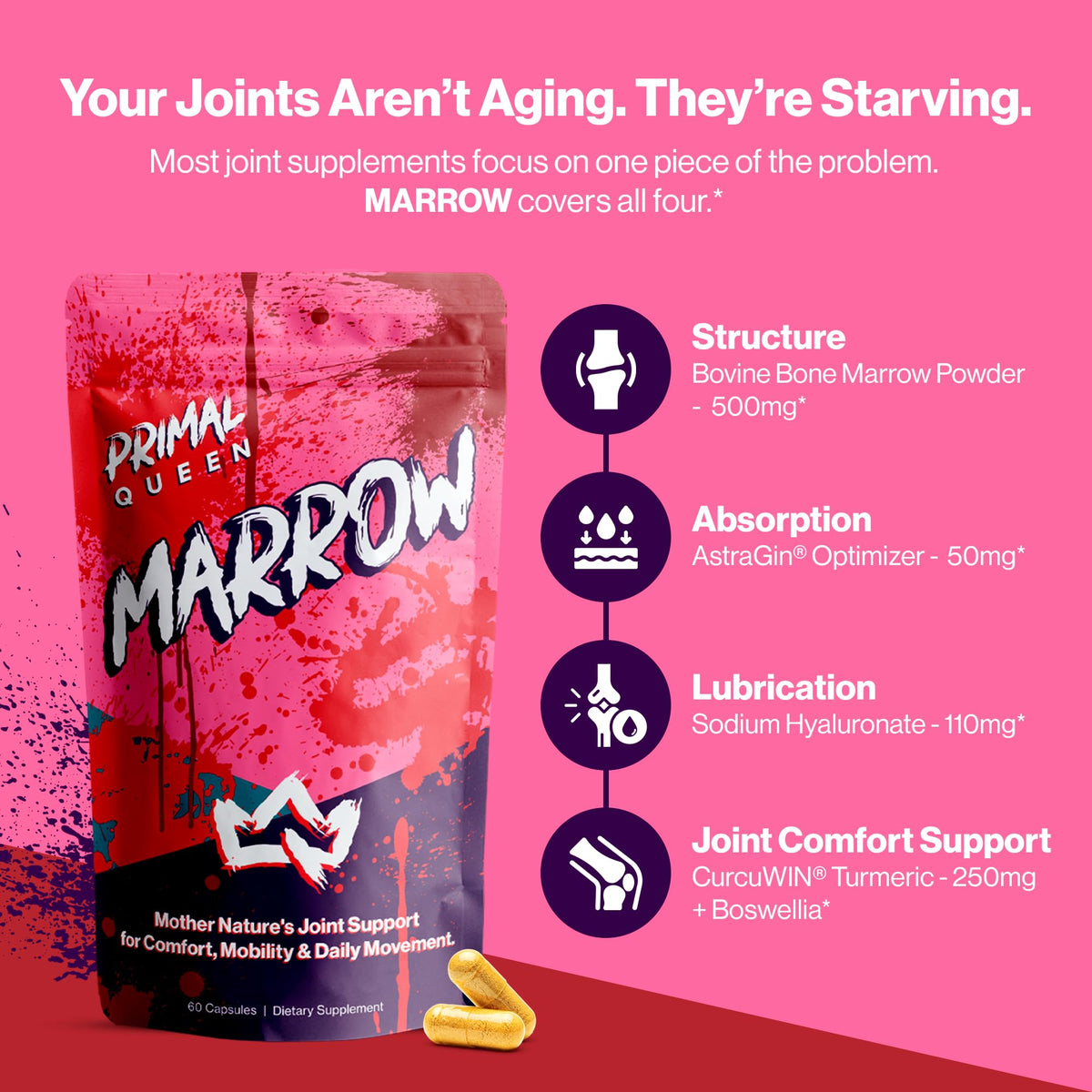 Primal Queen Bone Marrow, Joint Support for Women, Curcuwin Turmeric